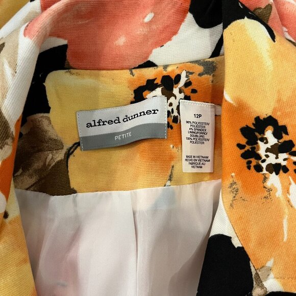 Alfred Dunner Women's Black Peach Floral Open Jacket - Size 12P - Picture 5 of 5